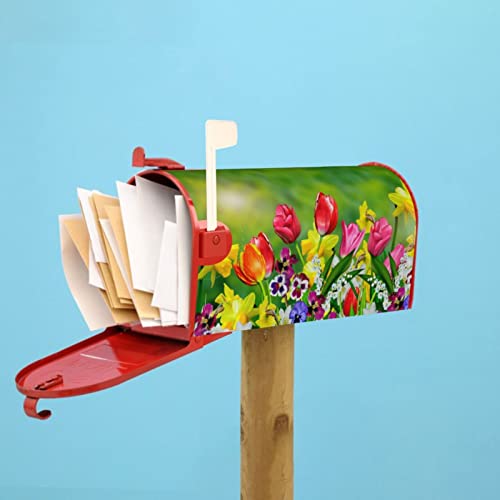 Joyidec Spring Tulips Mailbox Covers Magnetic Standard Size Waterproof Mailbox Wraps Post Letter Box For Courtyard Garden Yard Fence Decor 21X18 In #TOP3