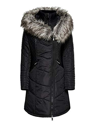 Only ONLLINETTE Fur Hood Nylon Coat OTW Chamarra de Plumas Alternativa, Black...