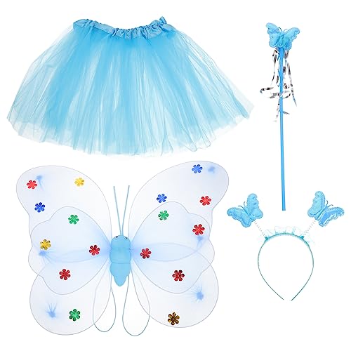 BESPORTBLE Disfraz De Hada Para Niñas Conjunto Falda De Tutu De Malla Alas Diadema Accesorios De Cosplay De Hadas Para Fiestas y Representaciones