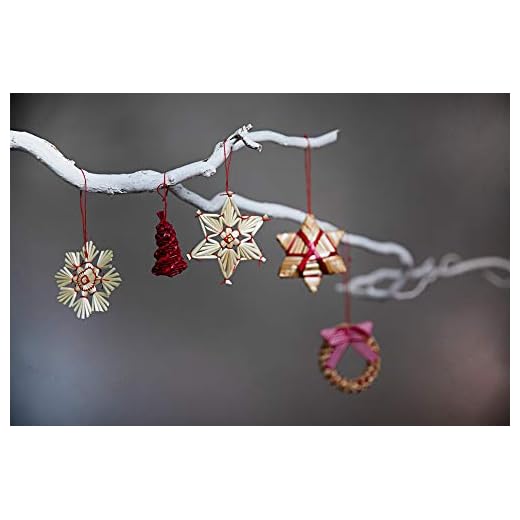HEITMANN DECO Noël - Set de 25 décorations de Noël à Suspendre en Paille et matériaux naturels - Décorations de Sapin de Noël
