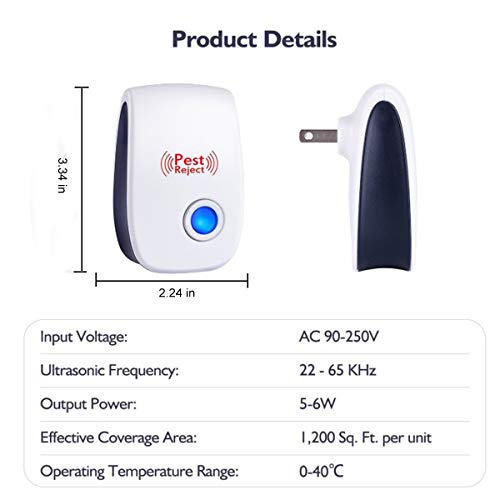 Electronic Ultrasonic Pest Repeller Control Ultrasonic Repellent Electronic Plug In Indoor Pest Control for Insects, Mosquito, Mouse, Cockroaches, Rats, Ant,Pet Safe