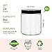 EkkoVla 24 Pack 8 oz Clear Round Glass Jars with 24 Black Lids, Candle Making Jar, Empty Refillable Cosmetic Containers for Lotions, Face Creams, Body Butter, Powders, Ointments, Beauty Products