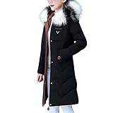 Poliestere Miss Fortan Cappotto con Collo di Pelliccia Donna Autunno Inverno Giacca con Cappuccio Giubbino Capispalla Abbigliamento di Cotone Piumino Cappotti Soprabito Giubbotto Parka Jacke M-3XL