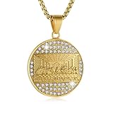 AsAlways Gold Plated Lord's Supper Stainless Steel CZ Engrave Last Supper Jesus with His Disciples Pendant Necklace for Men Hip Hop Religion Jewelry Gift (Gold Round)