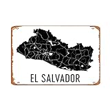 ASIOADWNA Tin Sign Vintage El Salvador Map, El Salvador Art, El Salvador Gifts, El Salvador Wall Art, Map Of El Salvador – Poster Wall Decor Decorations Art Poster Gift Metal Sign 8x12Inch