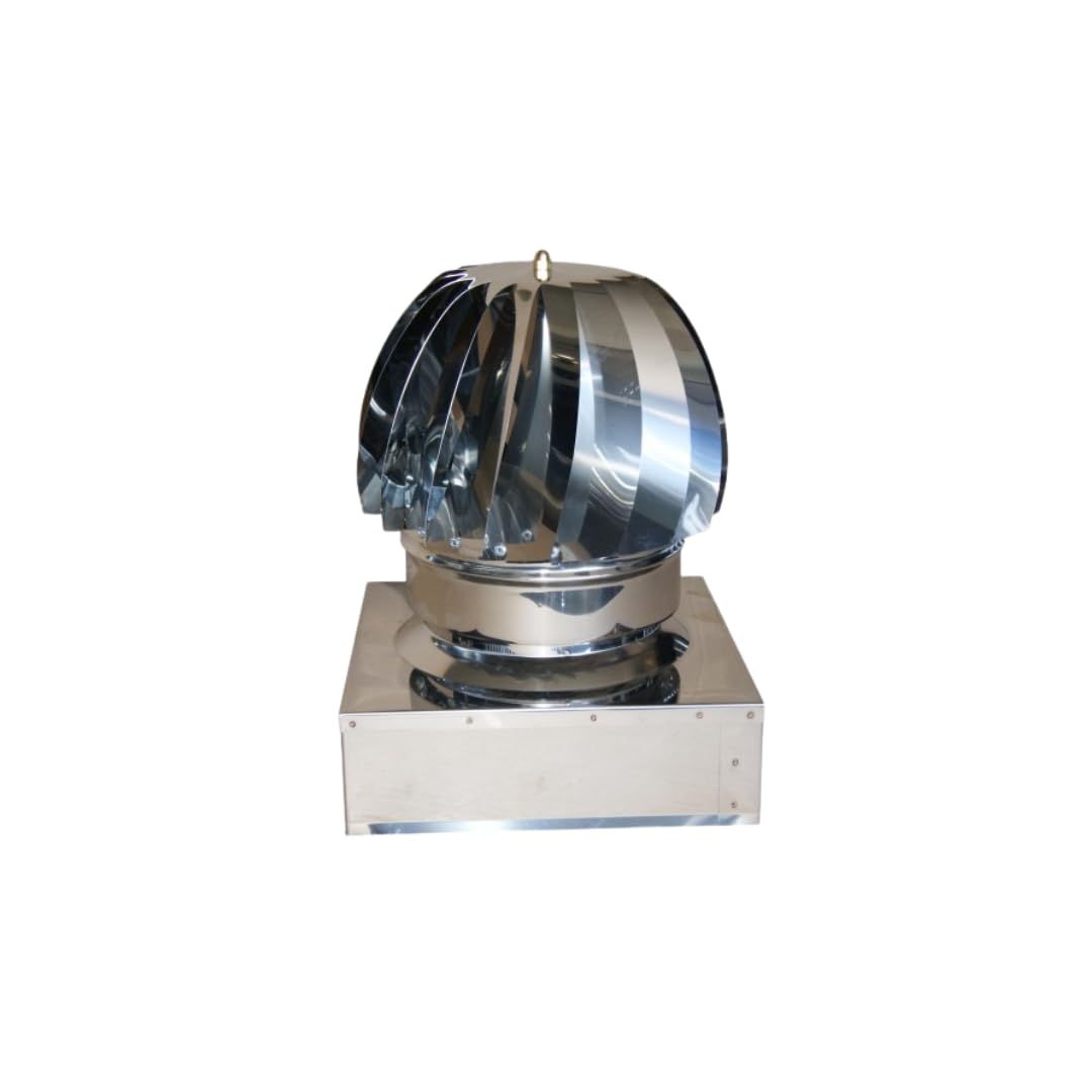 Cappello Eolico Rotante a Base Rettangolare in Acciaio Inox AISI 304 BA SP. 5/10 per Camini (32x37 cm)