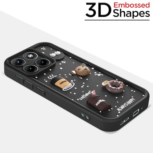 Image of Pikkme Back Cover for Motorola Moto Edge 70 Fusion 5G | 3D Bear Silicone Cute & Fun Coffee Cartoon | Full Body Protection Bumper Case (Black)