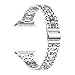 Produktbild TOWOND Bling Strass Metallarmband Serie 6 se 40mm Kompatibel mit Serie 1 2 3 4 5 6 SE, Damen Edelstahlarmband Ersatzarmband Armband Verstellbares Band Silber, 38mm/40mm