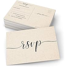 321Done RSVP Cards for Wedding, 3.5x5 Minimalist Tan Kraft Postcards, Blank Mailing Side, 50 Pack, Made in USA, Response Cards for Bridal Shower, Birthday, Anniversary, Thick Cardstock