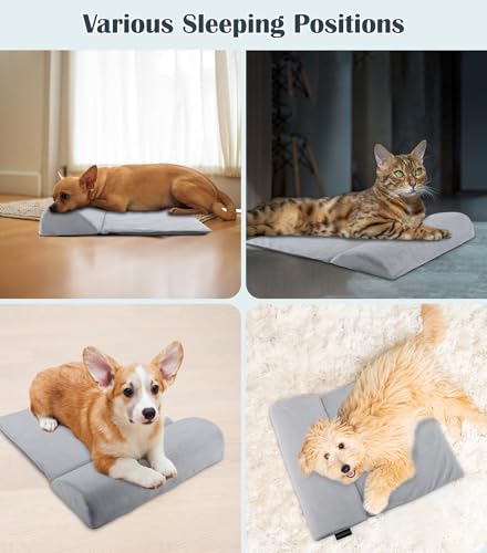 CuieTuee Dog Bolster Pillow for Small Dogs and Cats, Benefit for Cervical Vertebra and Neck, Dog Pillow for Improve Sleep Quality, Travel-Friendly, with High Resilience Foam, Machine Washable