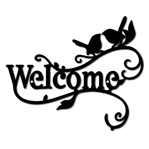 CREATCABIN Welcome Metal Wall Art Birds on Branch Decor...