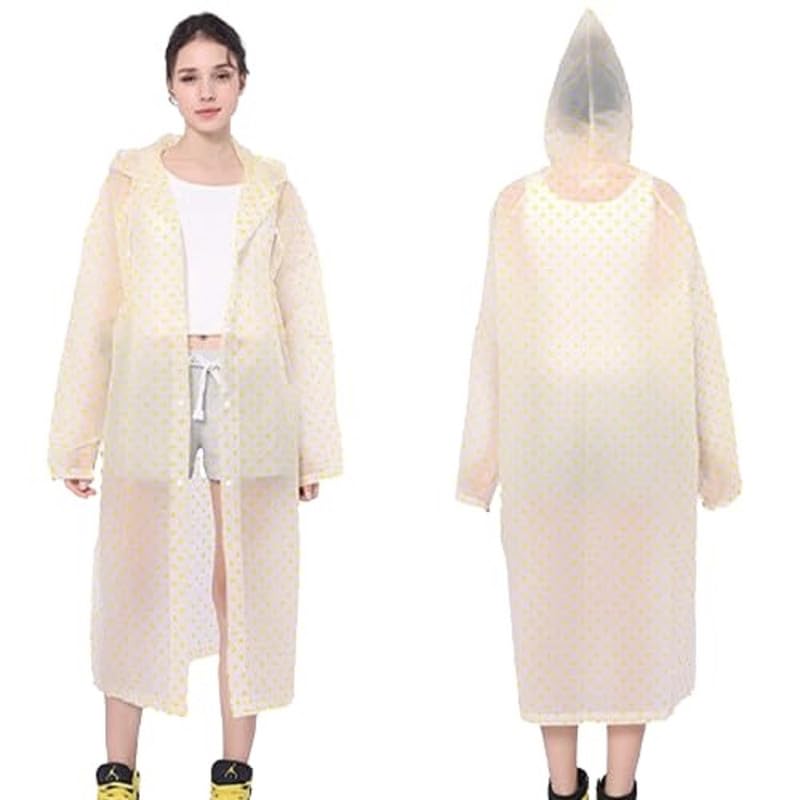 Women|Girls EVA Transparent Raincoat Hooded Outdoor Water Resistant Portable Raincoat Suit (Random Color)-image-46