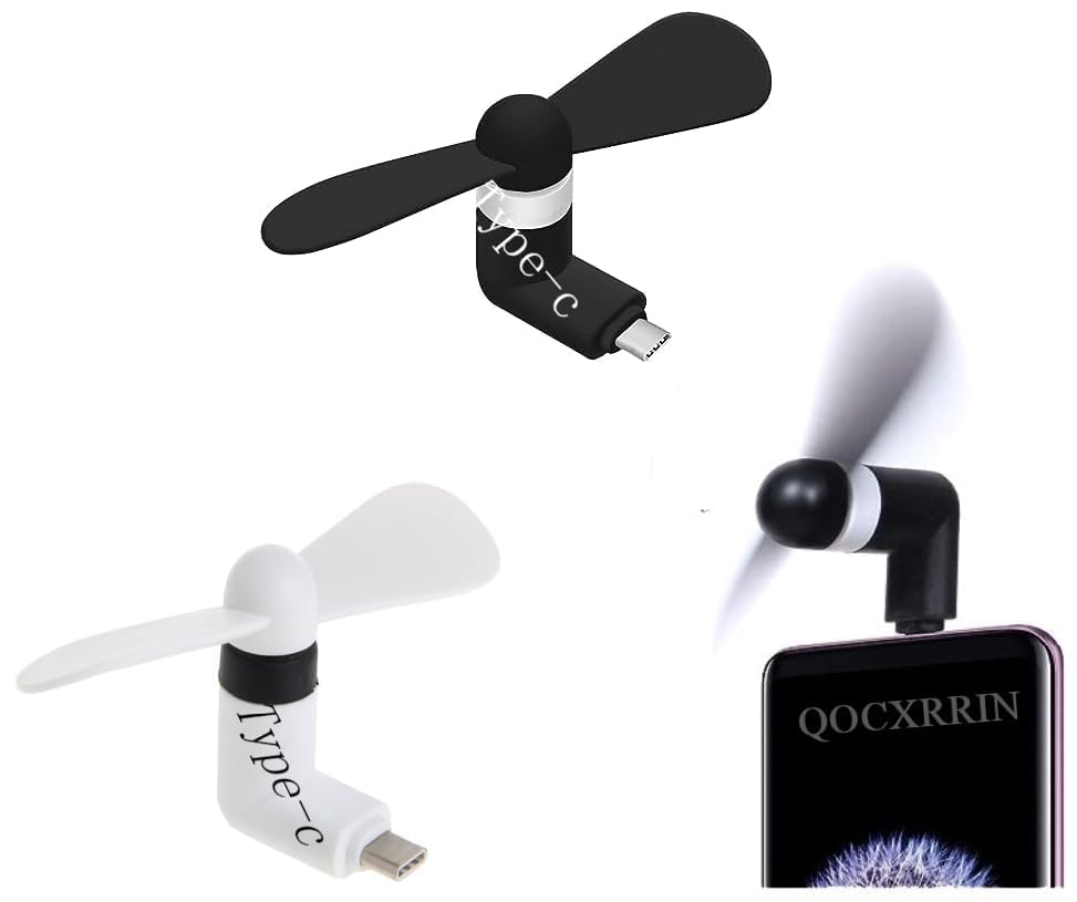 Combo of 2 Pcs. Mi ni Type-C F an Mi ni Fa n 2-Blade F an High Speed USB Fa n, M ini Mobile Cooler, Mini fan Support with All Android & Type-C Smatphones (Multi-colour)-image-33