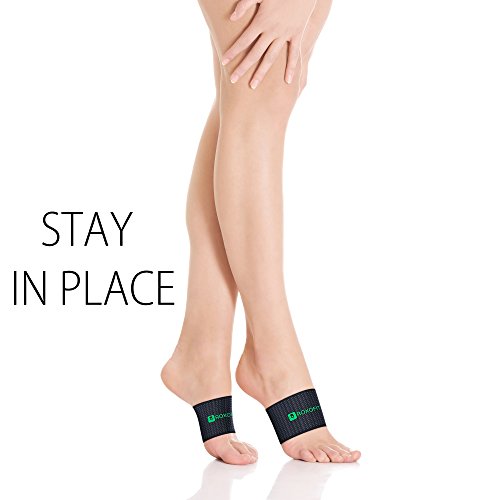 Roxofit Copper Infused Arch Support Sleeve For Plantar Fasciitis, High Or Low Arches, Flat Feet - Foot Compression Pain Relief Band For Men, Women, Fits Most Shoes, Plus Barefoot (Green Logo, Small) #TOP3