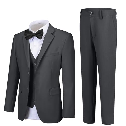 Image of Boy Suits 5 Pieces Formal Suit Set with Adjustable Waist Kids Dress Suit for Wedding Prom