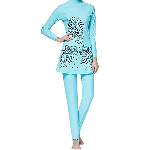 ZS Traje de baño modesto de longitud completa, traje de baño musulmán, hiyab, modesto, traje de baño de longitud completa, traje de baño musulmán hiyab, Azul, S