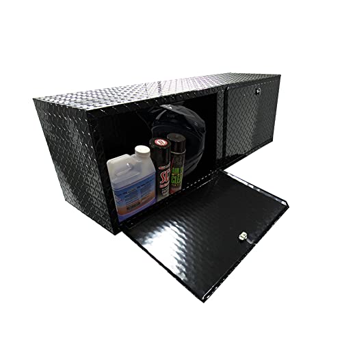 Pit Posse 902Bk Overhead Storage Cabinet Organizer 48" Inch - Made In Usa - Garage Enclosed Cargo Race Trailer Automotive Shop Motorcycle Tool Box Accessory - Aluminum Diamond Plate Finish (Black) #TOP6