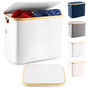 Lonbet Eleganter Bambusrahmen Wäschekorb 50L