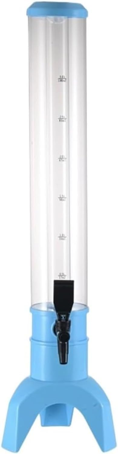 WOMGKDA Juice Drink Tower Dispenser for Parties, Beverage Server with Ice Tube and Bottomless Container for Mimosa Brunch Bar, Blue, 3l