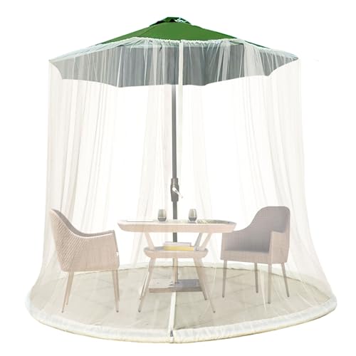 jianyana Sonnenschirmnetz, Verstellbar Moskitonetz moskitonetz Outdoor Abdeckung für Gartenschirm Terrasse Tisch Insektennetz Abdeckung mit 2 Reißverschlusstüren befüllbarer Boden 400 cm x 240 cm
