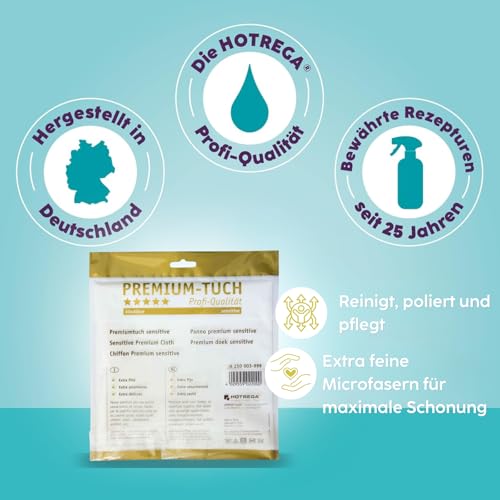 HOTREGA Premium-Tuch Sensitive 40x40 cm | Antistatisches, extra feines & saugstarkes Microfasertuch | Streifenfreies Reinigungstuch & Poliertuch