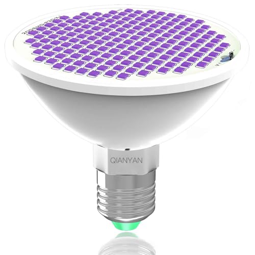 QIANYAN Bombilla UVA UVC 300nm-400nm, Luz UV para Plantas de Interior, Aumentar Clorofila y Fertilidad, Bombilla UVB para Flores y Frutas, Lámpara UV para Germinación