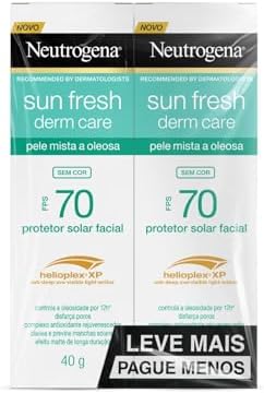 Protetor Solar Facial Para Pele Oleosa Derm Care, FPS 70, Sem Cor...