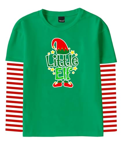 Image of Remimi Unisex Kids Christmas Long Sleeve Shirt Xmas Print Stripe Shirts 2-12 Years