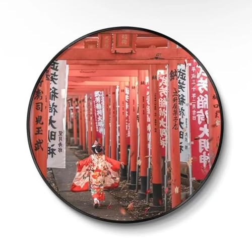 アートパネル アートボード ポスター 丸型アルミ合金フレーム 玄関 壁画 壁飾り 和風 和柄 富士山 神奈川沖浪裏 桜と鳥居 浮世絵 装飾画 床の間 掛け物 部屋飾り 飾り絵 油絵 ソファの背景画 インテリア 現代 モダン リビングルーム レストラン 玄関