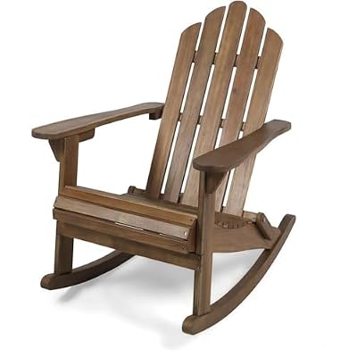 Christopher Knight Home Cara Outdoor Adirondack Acacia Wood Rocking Chair, Dark Brown Finish