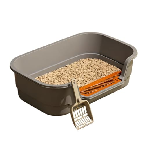 Arenero semi cerrado extra grande para gatos, entrada baja y lados altos miniatura 1