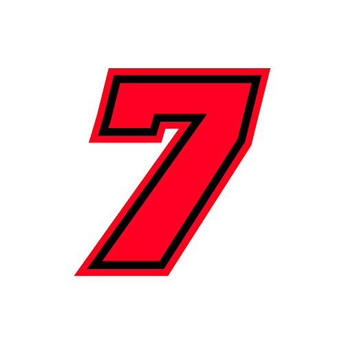 4R Quattroerre.it 13397 Racing Number 7 Moto GP, Neon Red, 10 x 9,5 cm