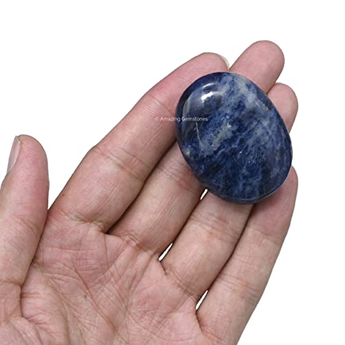 Image of Amazing Gemstone Sodalite Crystals and Healing Stones - Large Palm Stone Crystals Piedra - Crystal for Good Luck, Balanced Positive Energy, Meditation - Unique Stocking Stuffers Gifts for Women, Men