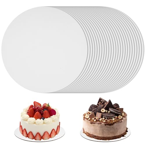 25 Pièces Cake Board Set ø 15 cm/6 inch, 3mm Support Gateau Rond, Planches à Gâteau Rondes Blanches, Plateau Gateau Rond en Carton, Plat Antiglisse pour Cuisson Tarte, Présentation Pâtisserie