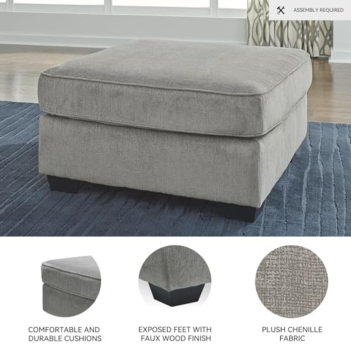 Image of Signature Design by Ashley Altari Oversized Accent Ottoman, Large Square | Arrives fully assembled, Plush chenille polyester upholstery, Living room lounging, 36-inch square profile