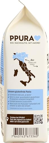 PPURA glutenfreie Bio Pasta Fusilli aus Vollkornreis 400g – Natürliche italienische Bio Nudeln aus Vollkornreis – Glutenfrei, ohne Zucker & Zusatzstoffe, traditionell hergestellt