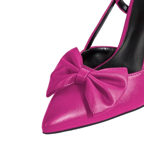 FOWT Women Pointed Toe Hollow Cut Pumps Bow Stiletto High Heel Slingbacks Elegant Ballroom Evening Dance Shoes Size 4-16 US3