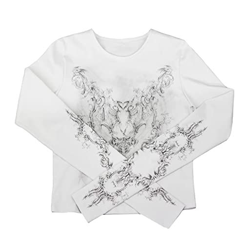 Image of Grunge Clothes for Women Y2K Tops Long Sleeve Fairy Grunge Aesthetic Shirts Teen Girls Vintage Graphic Tees Fall
