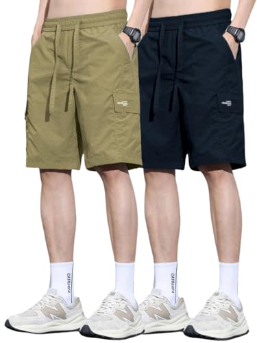 Image of TAGDO Men's Cotton Cargo Shorts with Multi Pockets | Lightweight Casual Outdoor Shorts Pant for Men | Elastic Waist Drawstring Utility Shorts for Hiking, Camping and Daily Wear (2048)