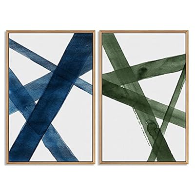 SIGNWIN Framed Wall Art Print Set Intersecting Lines...