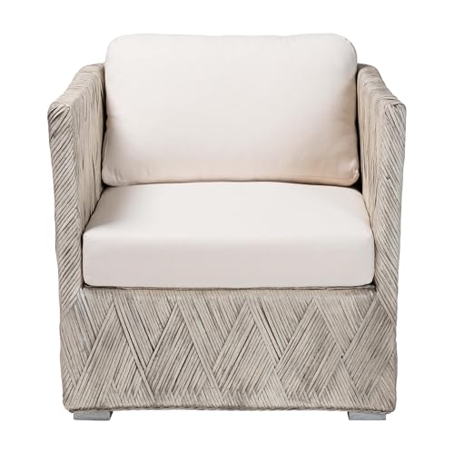 Sillón Lounge tejido a mano en ratán blanco miniatura 4