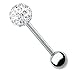 BodyJ4You® Tongue Ring Stainless Steel, Clear Pave Crystal Ball Top Barbell 14G (1.6mm) 5/8"