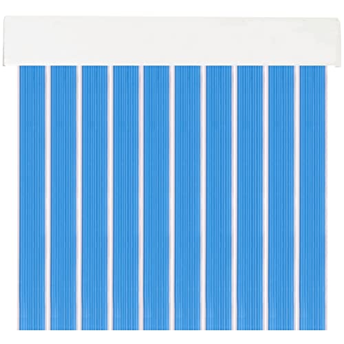 MERCURY TEXTIL- Cortinas para Interior o Exterior 90x210 cm de PVC con Barra de Aluminio, Anti Moscas e Insectos. Ideal para Porche, Cocina y terraza. Fácil Instalación. (L1, Azul)
