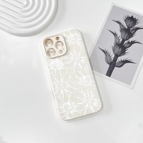 NITITOP Compatible with iPhone 16 Pro Case Silicone Cute Flower Floral Sunflowers Pattern for Women Girl Trendy Slim Fit TPU Silicone Shockproof Full Camera Protection Cover - White by NITITOP - Used condition - Image 3