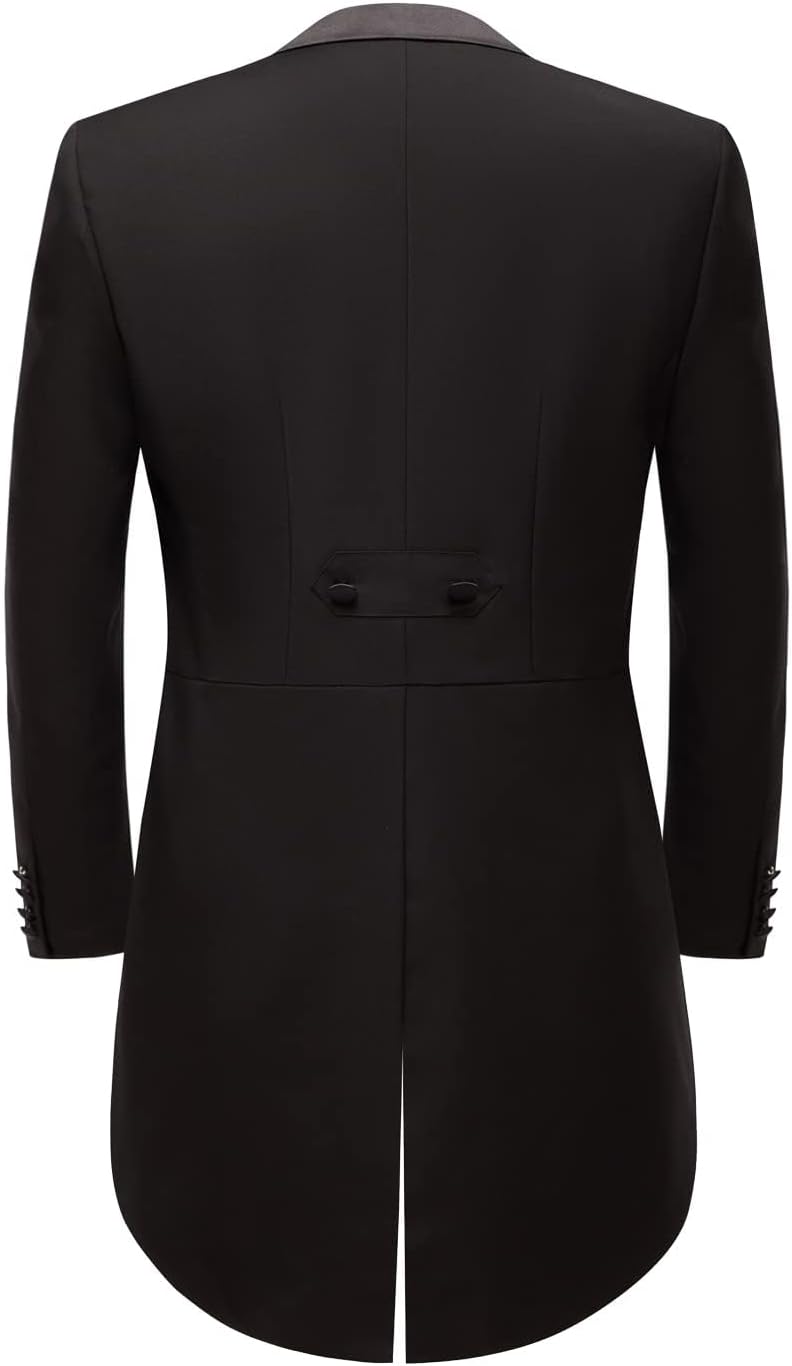 MOGU Mens Black Tuxedo Jacket Slim Fit Prom Tailcoat Tux Coat for Men image 2