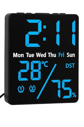 Image of CBK Digital Alarm Clock Table Clock with LED Display, Temperature and Humidity Monitor Compact Desk Clock for Students,Home, Office, Bedroom, Living Room,Home Decor, Corporate Use (12Cm * 9 Cm)