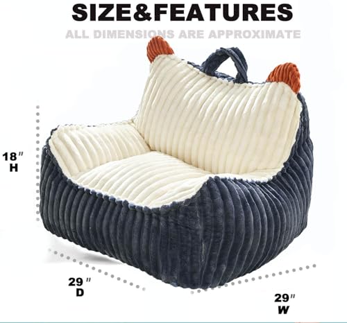 Image of Kisoy Bean Bag Chair, Bean Bag Sofa with Memory Foam Filler for Boys and Girls Soft Faux Fur Fabric Floor Chair for Gaming, Reading Relaxing,Grey