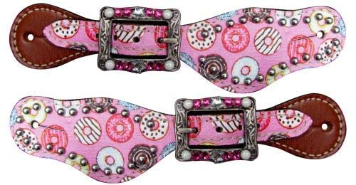 Showman Youth Donut Print Leather Spur Straps