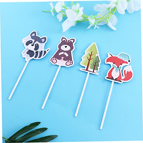 UPKOCH 24 Pçs Bolo Para Cuartos Toppers De Sobremesa Animais Da Floresta Cupcake Picks Pick Cocktail