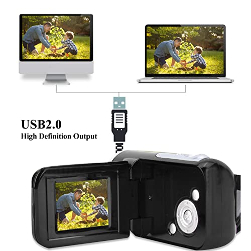 16X HD Digital Video Camera Camcorder, Portable Children Kids Digital Camcorder with 2 Inch Color TFT LCD Display Suitable for Exercise/Cycling/Mountain Climbing/Running(Black) - Image 4